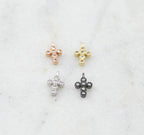 Rhodium Plated Teeny Tiny 10mm CZ Cross Religious Charm in Gold Silver