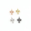Rhodium Plated Teeny Tiny 10mm CZ Cross Religious Charm in Gold Silver