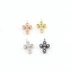 Rhodium Plated Teeny Tiny 10mm CZ Cross Religious Charm in Gold Silver