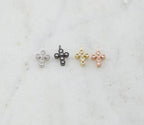Rhodium Plated Teeny Tiny 10mm CZ Cross Religious Charm in Gold Silver