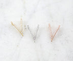 Rhodium Plated Chevron Pave CZ Cubic Zirconia Y Connector Charm Link