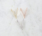 Rhodium Plated Chevron Pave CZ Cubic Zirconia Y Connector Charm Link