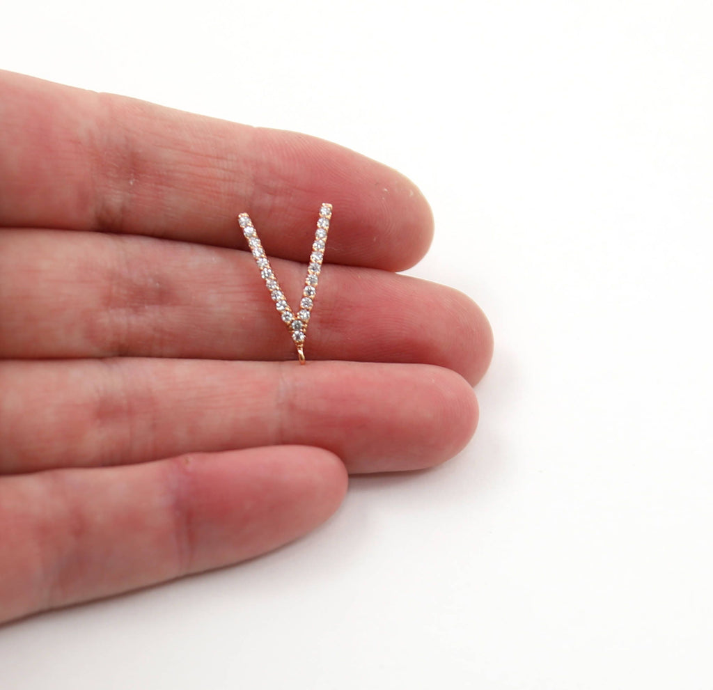 Rhodium Plated Chevron Pave CZ Cubic Zirconia Y Connector Charm Link