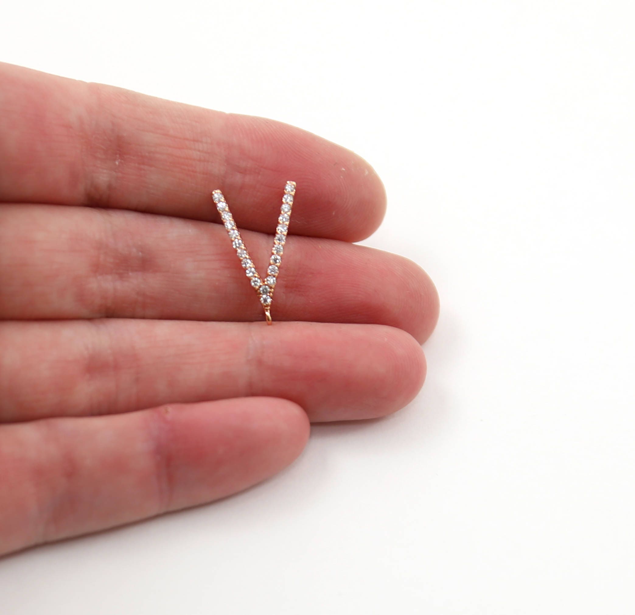 Rhodium Plated Chevron Pave CZ Cubic Zirconia Y Connector Charm Link