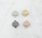 Rhodium Plated Round Pave CZ Circle Dot Connector Charm Silver Gold