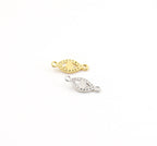 Rhodium Plated Tiny CZ Pave Evil Eye Oval Necklace or Bracelet