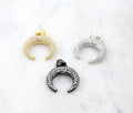 25mmx19mm Rhodium Plated Large CZ Horn Upside Down Crescent Moon Cubic