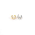 Rhodium Plated Mini Tiny CZ Pave Horseshoe Bead Charm in Silver