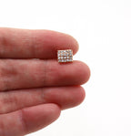 Rhodium Plated Pave CZ Large Hole Square Leather Slide Beads in Rose
