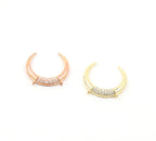 17mmx19mm Rhodium Plated CZ Pave Upside Down Moon Rhodium Connector Necklace