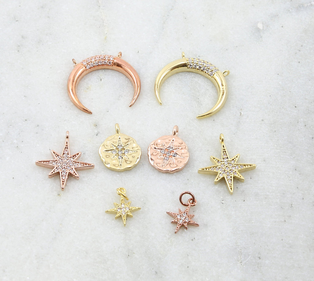 18mmx15mm Brass Large Rhodium Pave CZ Cubic Zirconia Shooting Star