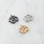 Rhodium Plated CZ Pave Om Gold Silver Gunmetal Yoga Buddha Mantra Charm