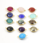 Sterling Silver or Gold Plated Round Semi Precious Faceted Gemstone Connector