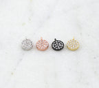 Rhodium Plated Tiny Small 6mm Rhodium Circle Pave CZ Cubic Zirconia