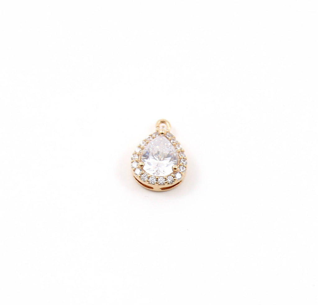 Rhodium Plated Pave CZ Teardrop Cubic Zirconia Gold,Rose Gold