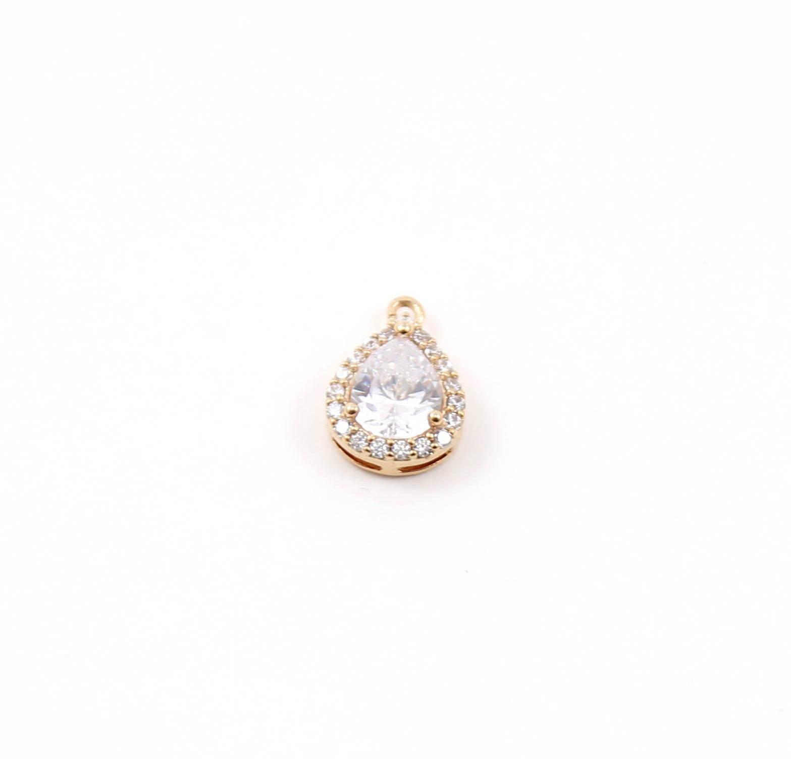 Rhodium Plated Pave CZ Teardrop Cubic Zirconia Gold,Rose Gold