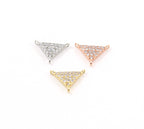 Rhodium Plated CZ Pave 3 Way Y Triangle Connector in Silver Rose Gold