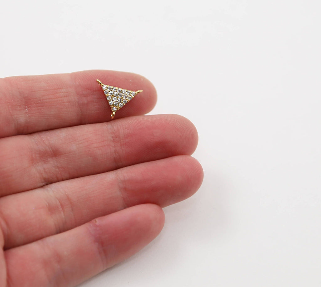 Rhodium Plated CZ Pave 3 Way Y Triangle Connector in Silver Rose Gold