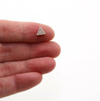 Rhodium Plated CZ Pave Triangle Bead Charm in Silver Gold Rose Gold