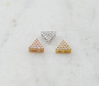 Rhodium Plated CZ Pave Triangle Bead Charm in Silver Gold Rose Gold