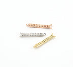 20mmx3mm Rhodium Plated Long Pave CZ Y Connector Link Bar Charm in Silver Gold