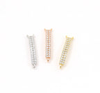 20mmx3mm Rhodium Plated Long Pave CZ Y Connector Link Bar Charm in Silver Gold