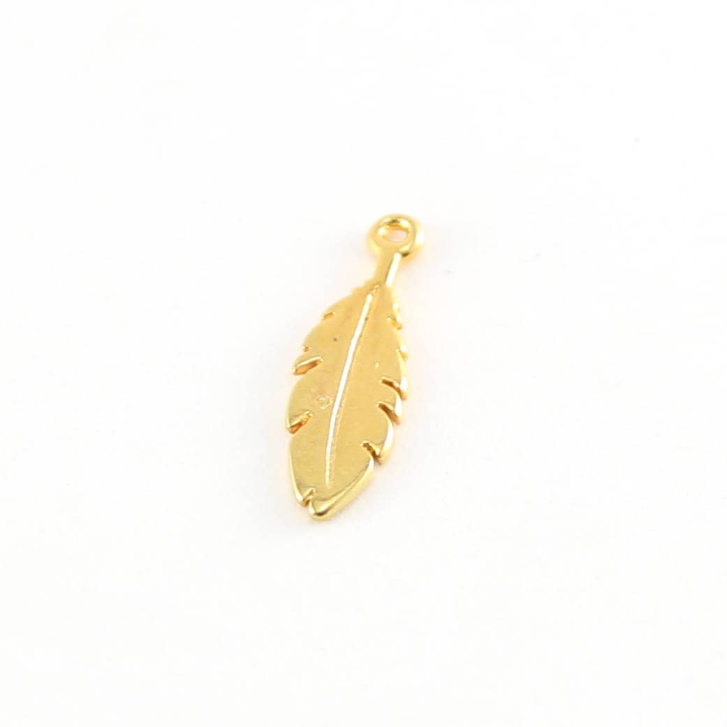 18mmx6mm Sterling Silver or Vermeil Small Flat Feather Charm in or Nature