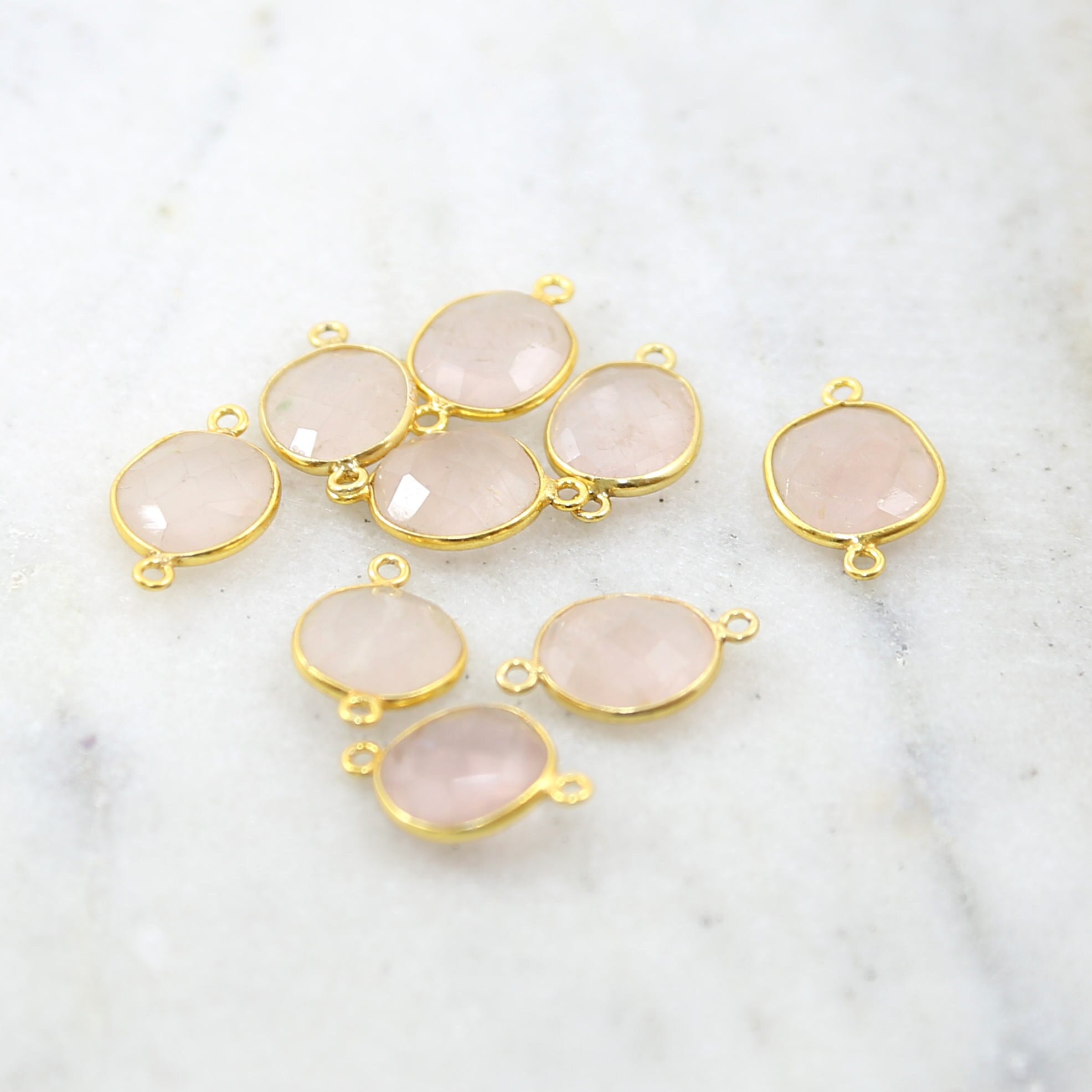 Sterling Silver or Gold Plated Gold Rose Quartz Natural Shaped Raw Nugget