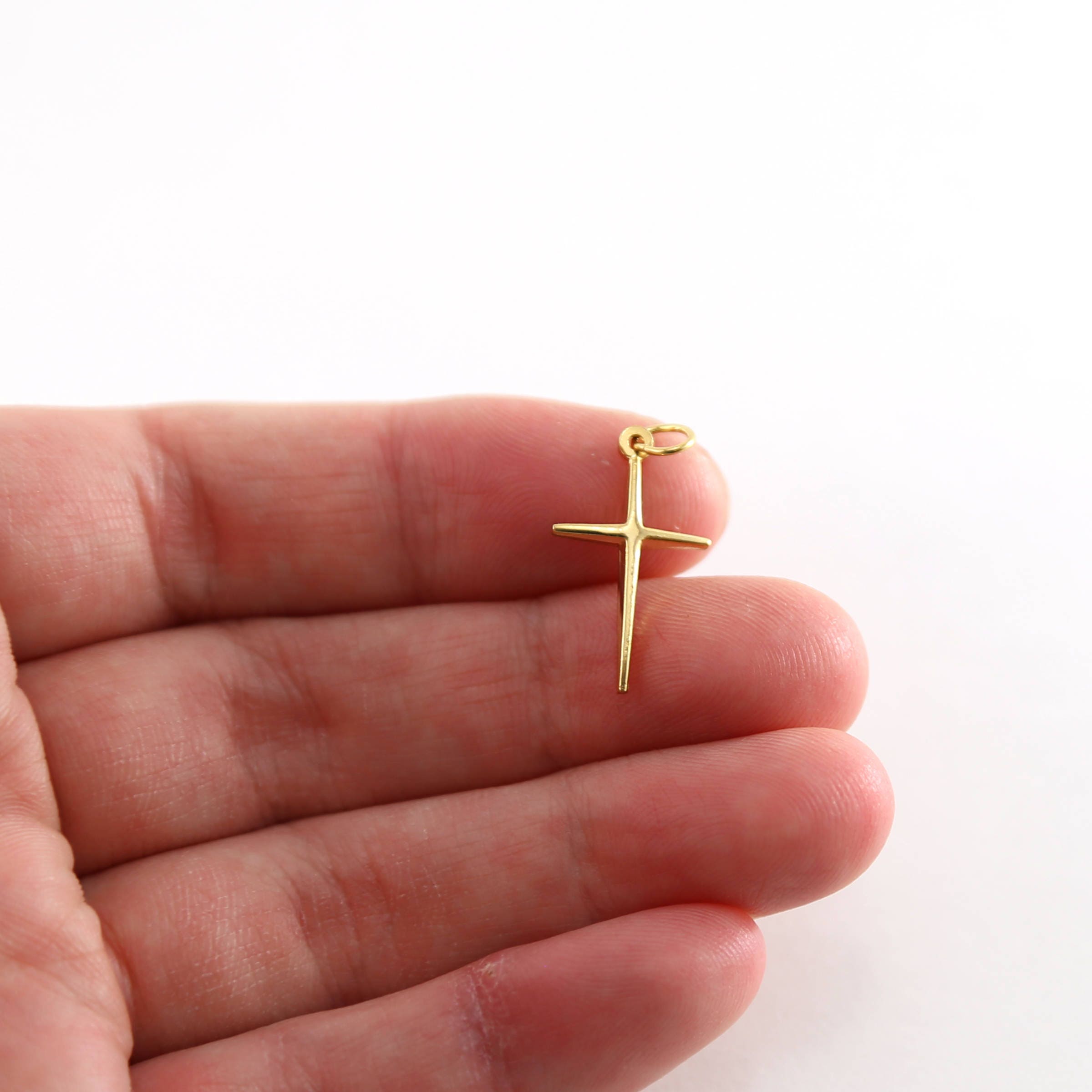 14K Gold Filled Plain Cross Charm Religious Spirtual Pendant