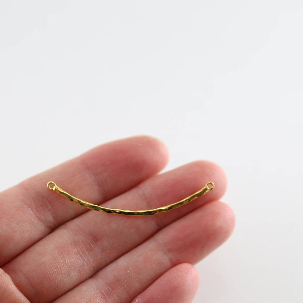 Sterling Silver or Vermeil Thin Textured Connector Bar with Two Loops