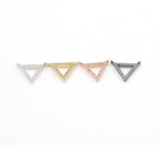 15mmx15mm Rhodium Plated Rhodium Pave CZ Open Triangle Necklace Connector