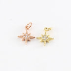 Rhodium Plated Small Pointed Pave Star Starburst CZ Celestial Charm