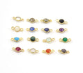 Sterling Silver or Gold Plated Tiny Round Gemstone Faceted Bezel Connector