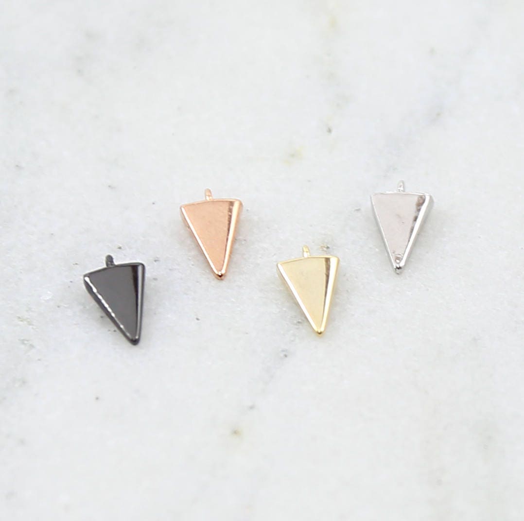 Rhodium Plated Teeny Tiny Triangle Point Dagger 10mm Charm in Gunmetal (4pc)