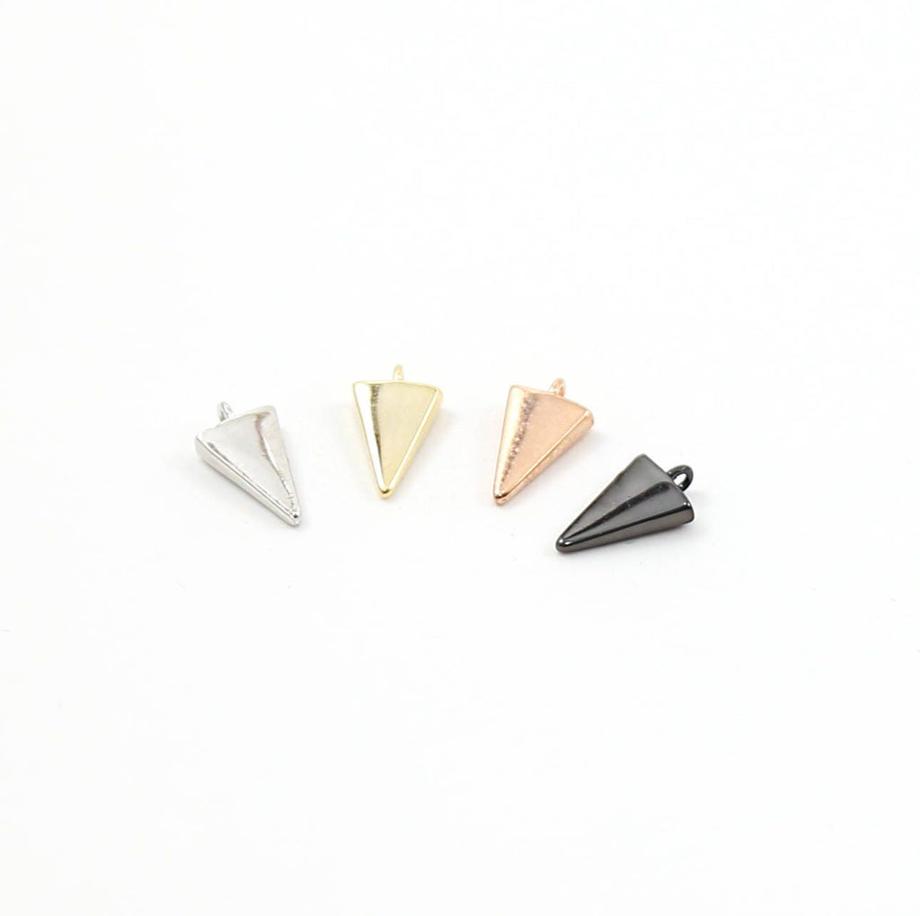 Rhodium Plated Teeny Tiny Triangle Point Dagger 10mm Charm in Gunmetal (4pc)