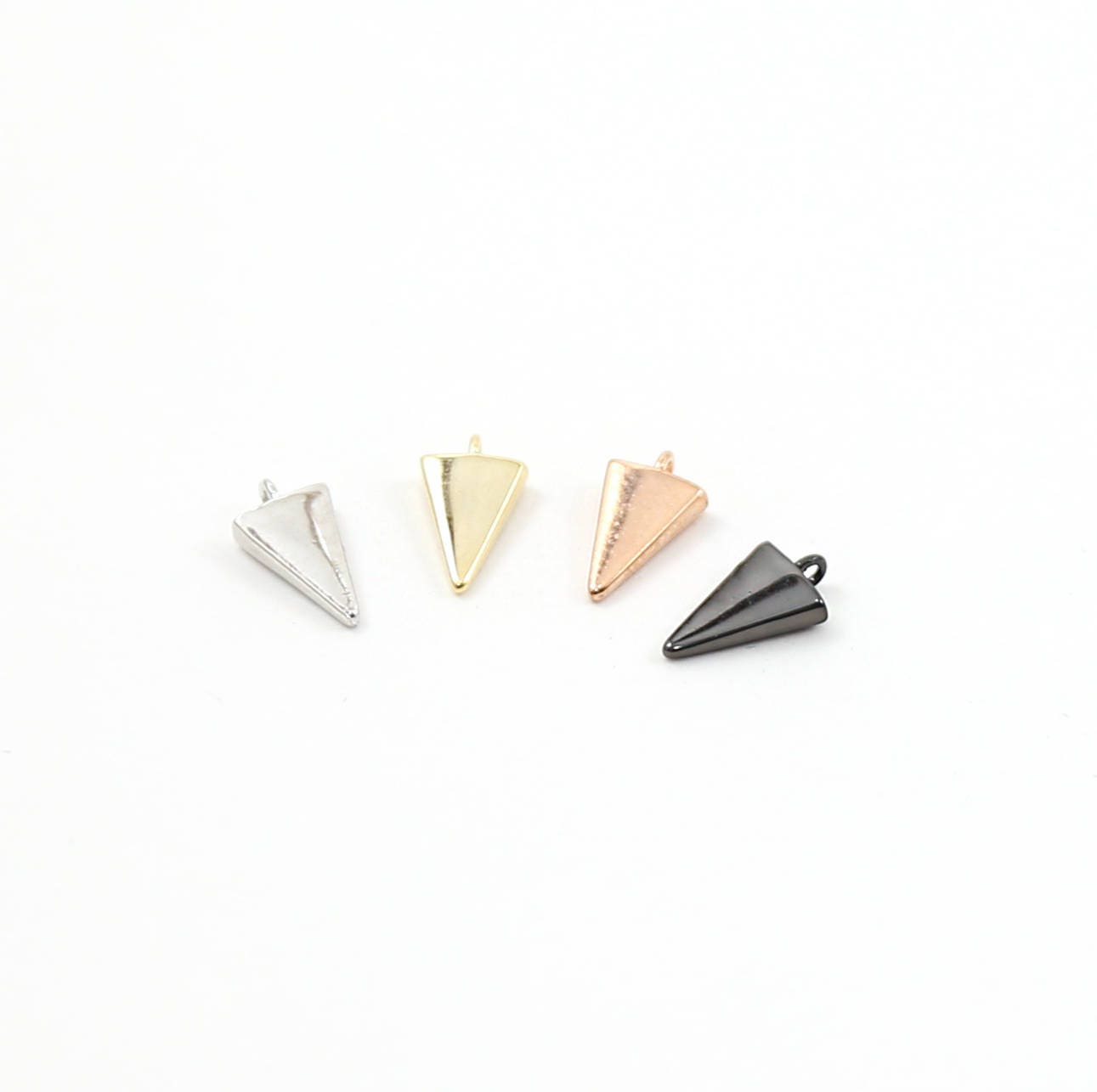 Rhodium Plated Teeny Tiny Triangle Point Dagger 10mm Charm in Gunmetal (4pc)