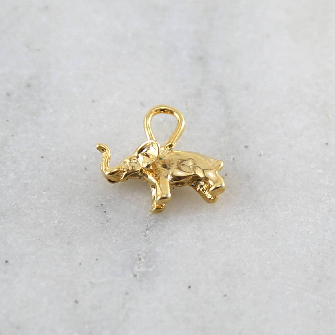 Sterling Silver or Vermeil Elephant Charm Pendant 3D