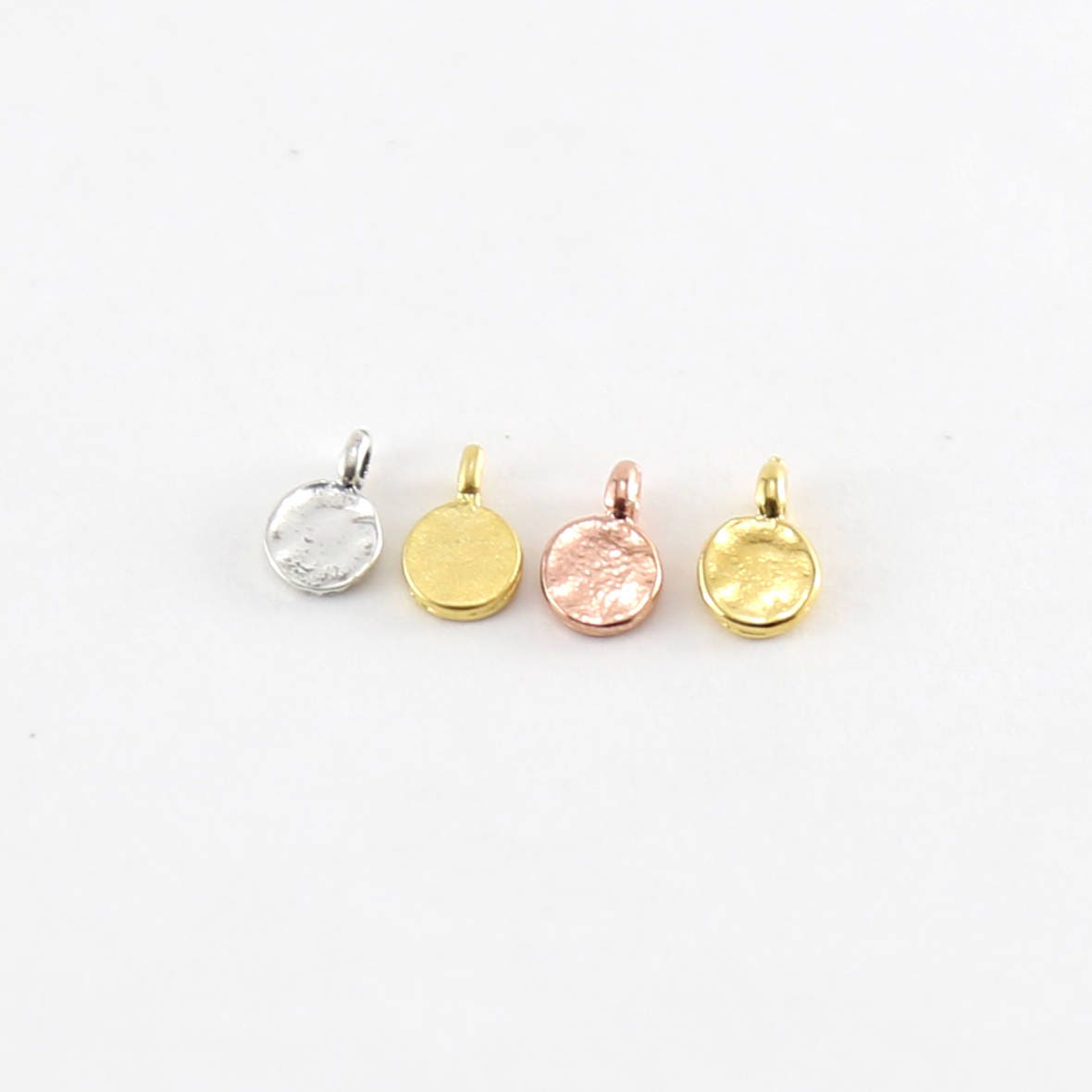 Sterling Silver or Vermeil Tiny Round Circle Dot Stamping Blank Charm (2pc)