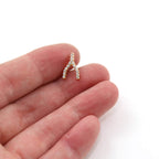 Brass Tiny CZ Pave Wishbone Silver Gold Rose Gold Small Charm