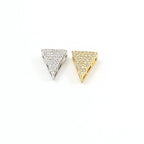 11mmx9mm Rhodium Plated Pave CZ Triangle Bead Cubic Zirconia Gold or Silver