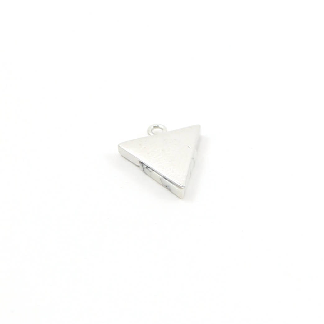 14mmx11mm Rhodium Plated Howlite Marble Triangle Charms Gold or Silver Modern