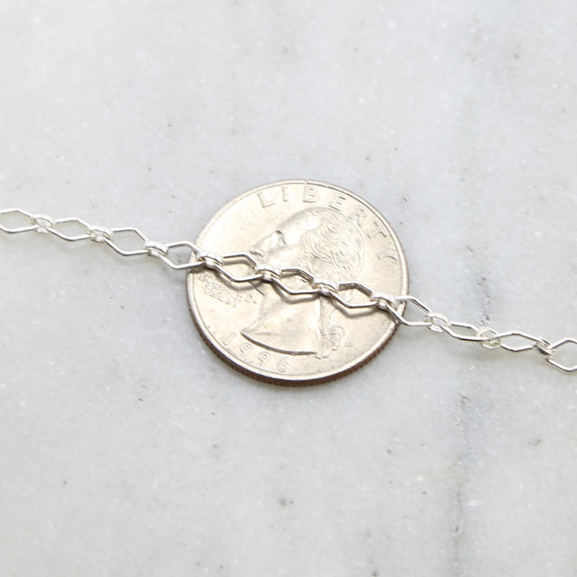 Sterling Silver Sturdy Diamond Link Chain 5.5mm x 4mm – Sold by the Foot