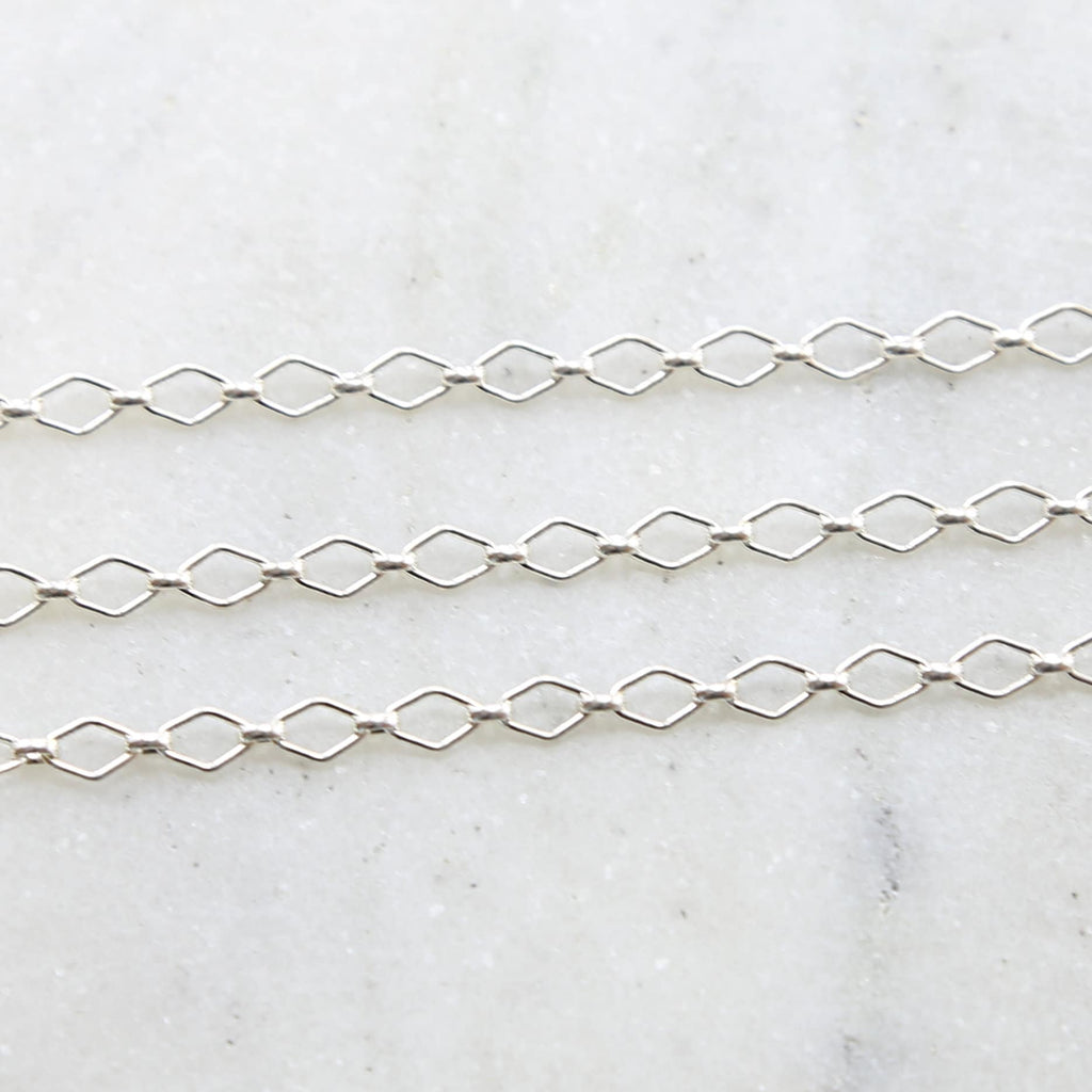 Sterling Silver Sturdy Diamond Link Chain 5.5mm x 4mm – Sold by the Foot