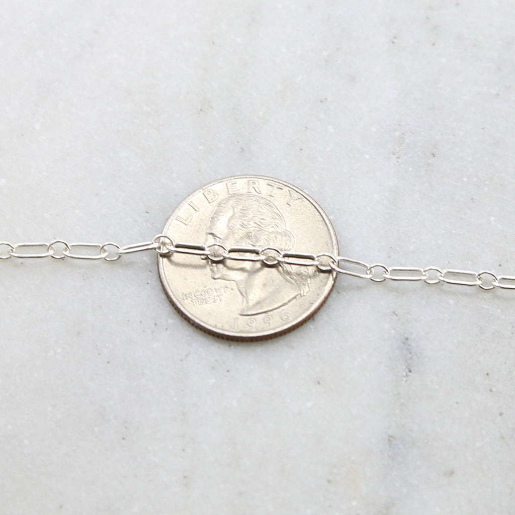 Sterling Silver Sturdy Rectangular Oval Link Chain 6mmx3mm – Sold by the Foot