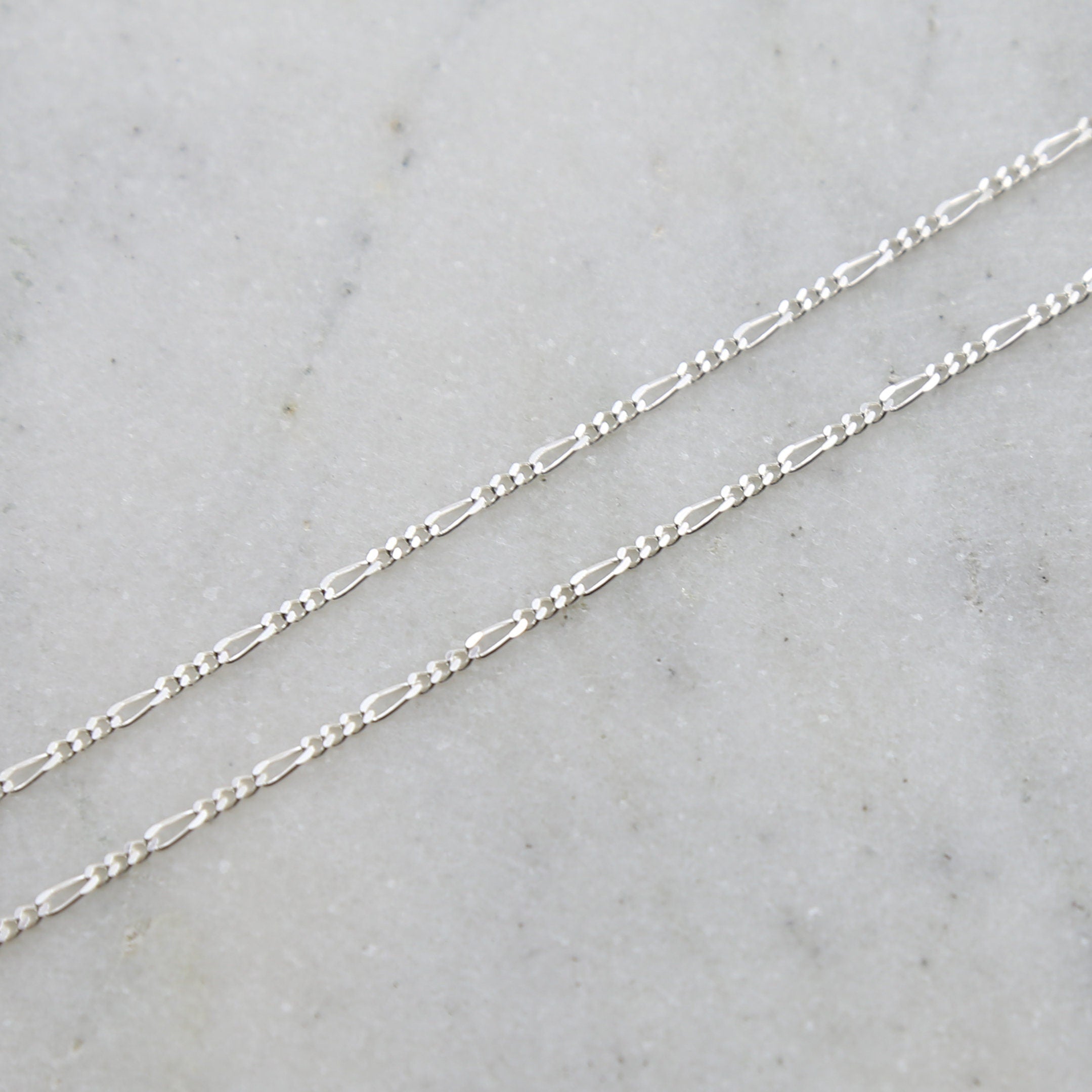Sterling Silver Diamond Cut Curb Chain with Three – Sold by the Foot