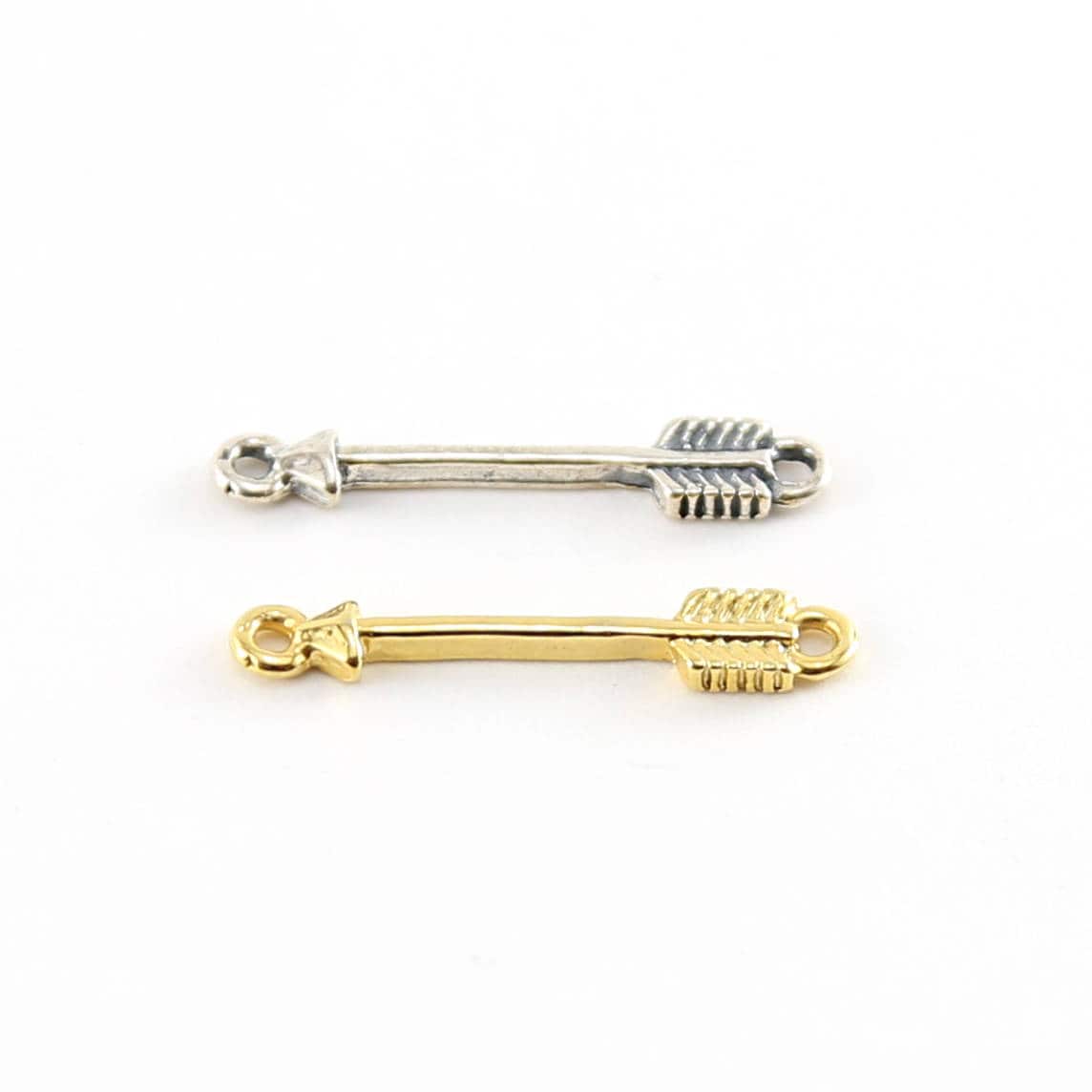 Sterling Silver or Vermeil Sideways Arrow Connector Link Charm for Necklace