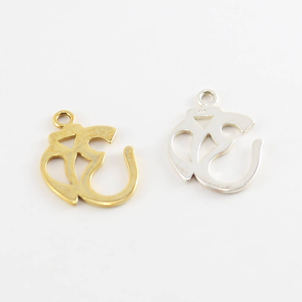 Sterling Silver or Vermeil Cut Out Ohm Charm Pendant with Loop