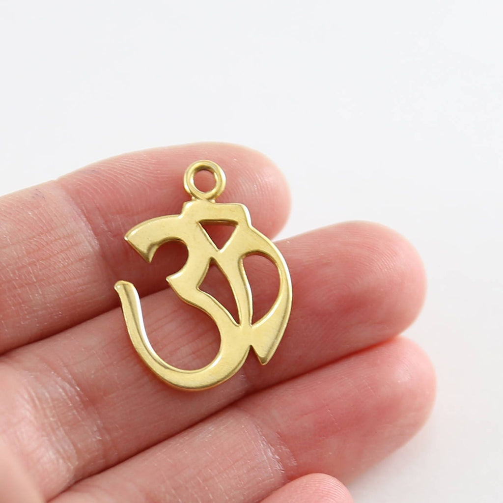 Sterling Silver or Vermeil Cut Out Ohm Charm Pendant with Loop