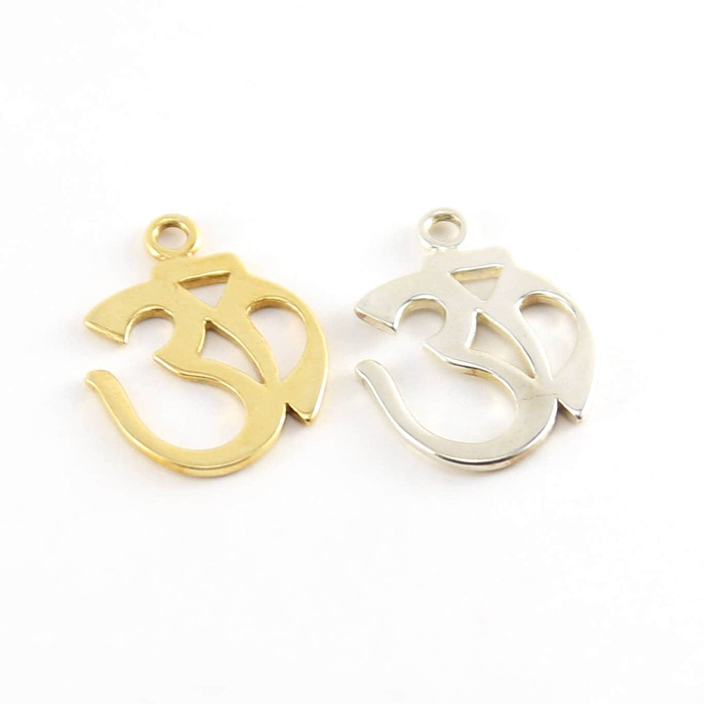 Sterling Silver or Vermeil Cut Out Ohm Charm Pendant with Loop