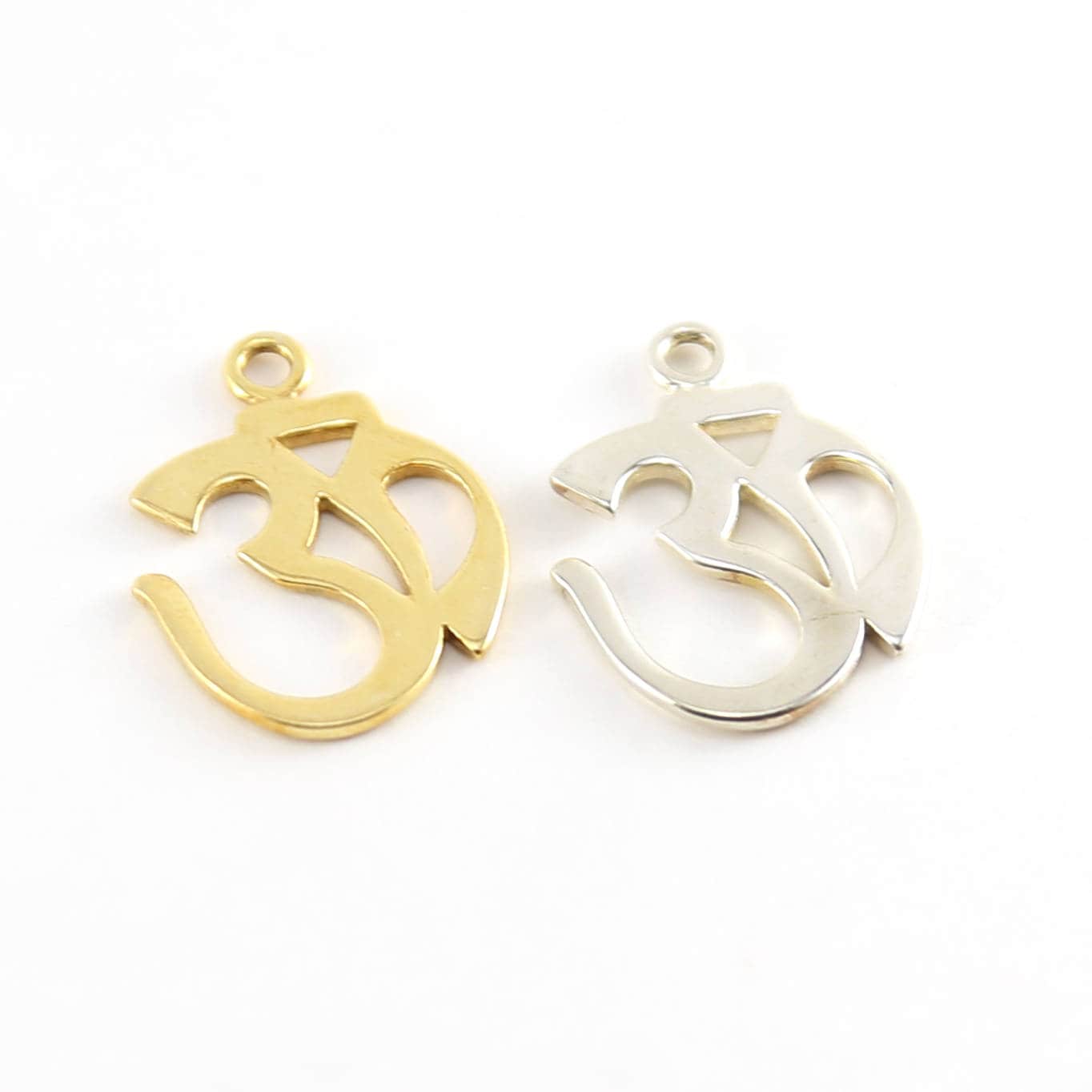 Sterling Silver or Vermeil Cut Out Ohm Charm Pendant with Loop